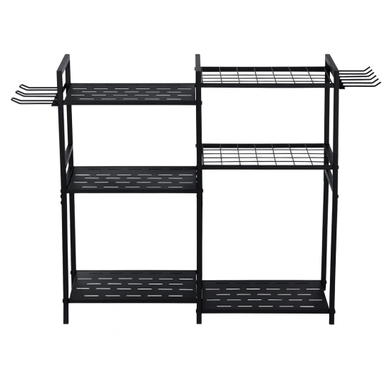 6 Tier Garden Tool Organizer Heavy Duty Metal Garage Storage Rack for Yard & Shed